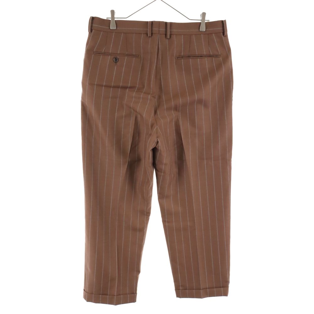 WACKO MARIA (ワコマリア) 22AW DORMEUIL / STRIPED PLEATED TROUSERS(TYPE-2) ドメール  プリーツトラウザー モヘア混 ストライプウールスラックスパンツ ブラウン/グレー 22FW-WMP-TR20 - メルカリ