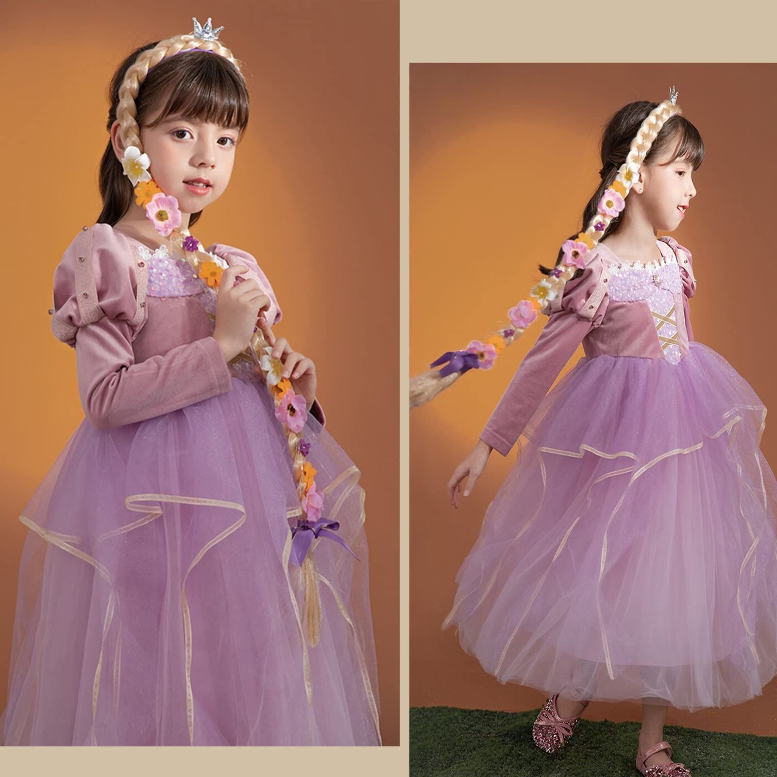 ラプンツェル　仮装　衣装　コスプレ　dハロ 自作 ラプンツェルの魔法の髪を取り外しできて光るように作りました