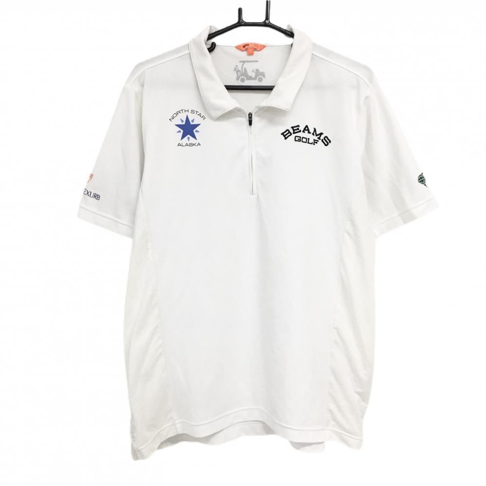 ビームスゴルフ 半袖ポロシャツ 白 ハーフジップ  MIAMI EXURB メンズ XL ゴルフウェア BEAMS GOLF