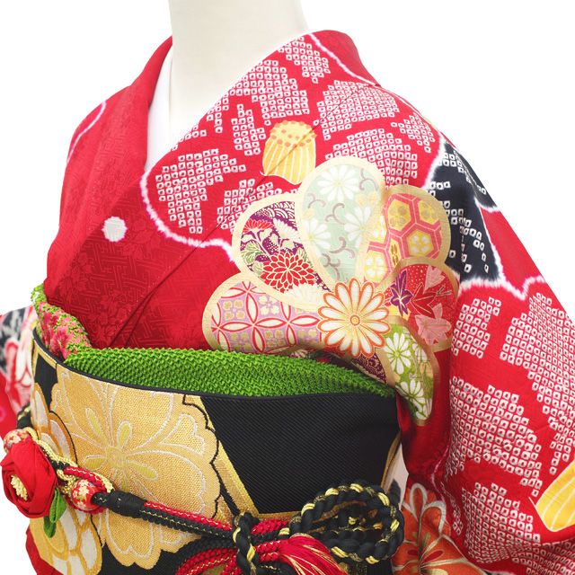 中古】 振袖 着物 リサイクル 正絹 成人式 フォーマル 金駒刺繍