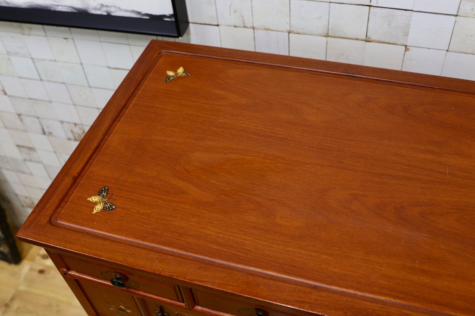 最終値下げ！アンティーク　唐木　象嵌模様 花鳥図 李朝家具 李朝箪笥 アンティーク 唐木 象嵌模様 花鳥図 李朝家具 李朝箪笥