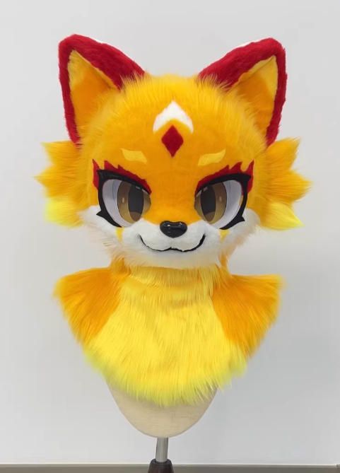 着ぐるみヘッド 猫 NO.378 オレンジ色 赤 全頭ヘッド ケモノ ファースーツ ぬいぐるみ コスプレ コスチューム kigurumi