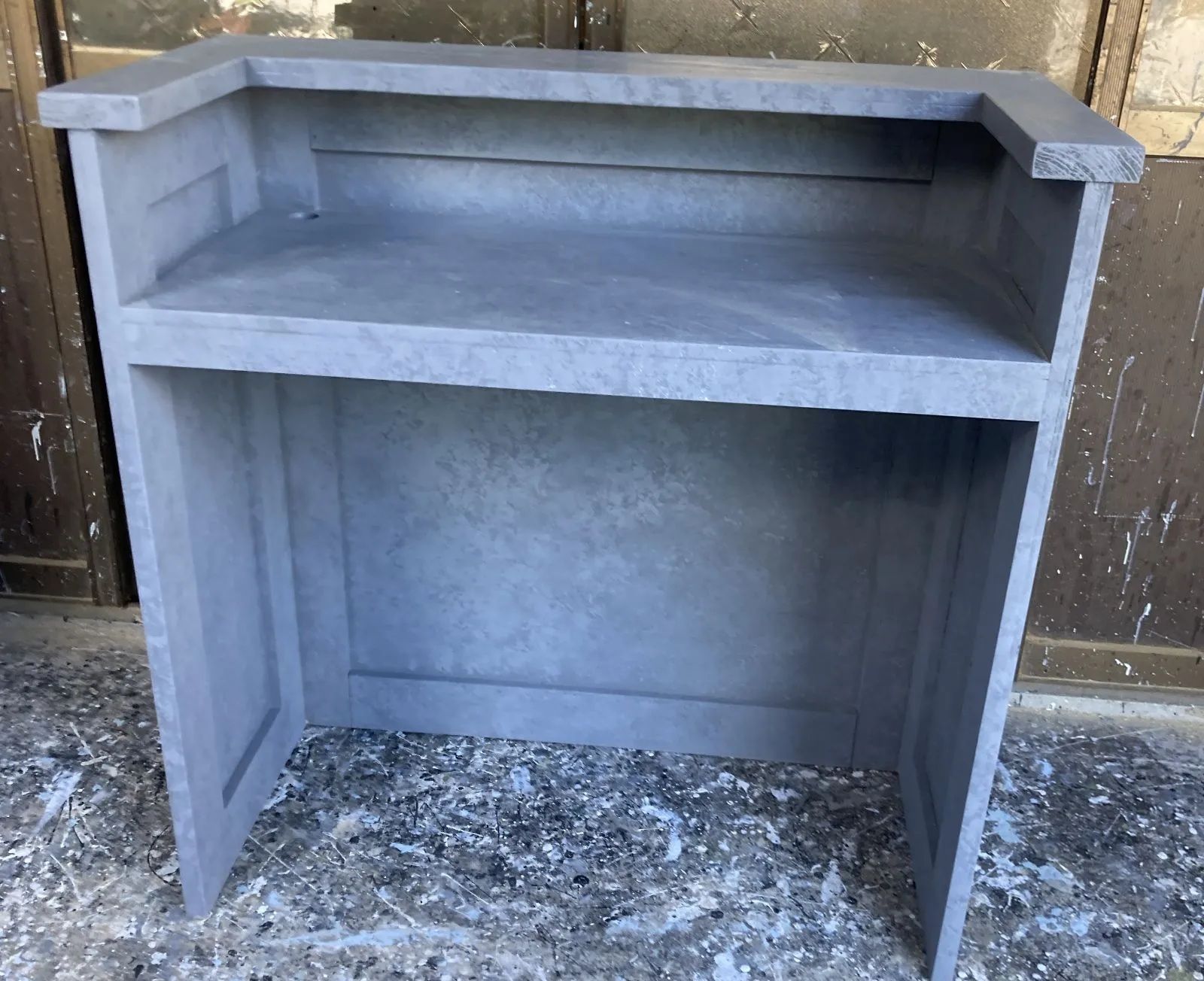 受注製作】グレーストーン柄☆石目☆モルタル調☆カウンターテーブル