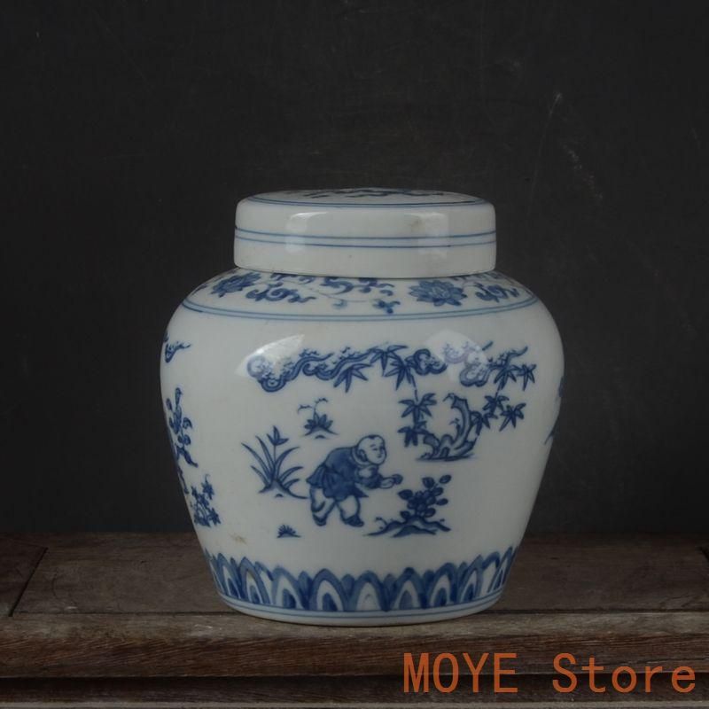 明成化青花嬰戯紋天字缶 景徳鎮 陶磁器 装飾品 現代工芸品 美術品 置物 明成化青花嬰戯紋天字缶 景徳鎮 陶磁器 装飾品 現代工芸品 美術品 置物