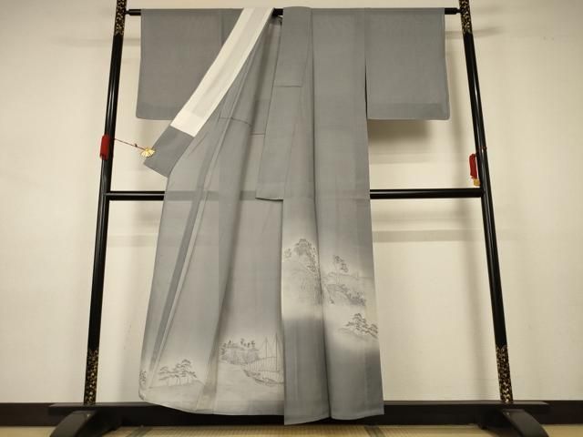 平和屋着物＊夏物 色留訪問着 紗 風景文 暈し染め 正絹 ♥ AABA9294jd