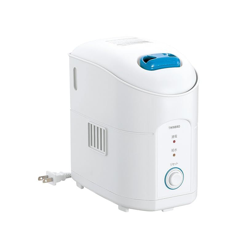 ツインバード 加湿器 卓上 加熱式 タンク容量1.2L コンパクト アロマトレイ付 ホワイト SK-4974W 連続8時間運転 スチーム式 オフィス デスク 乾燥 省スペース 1