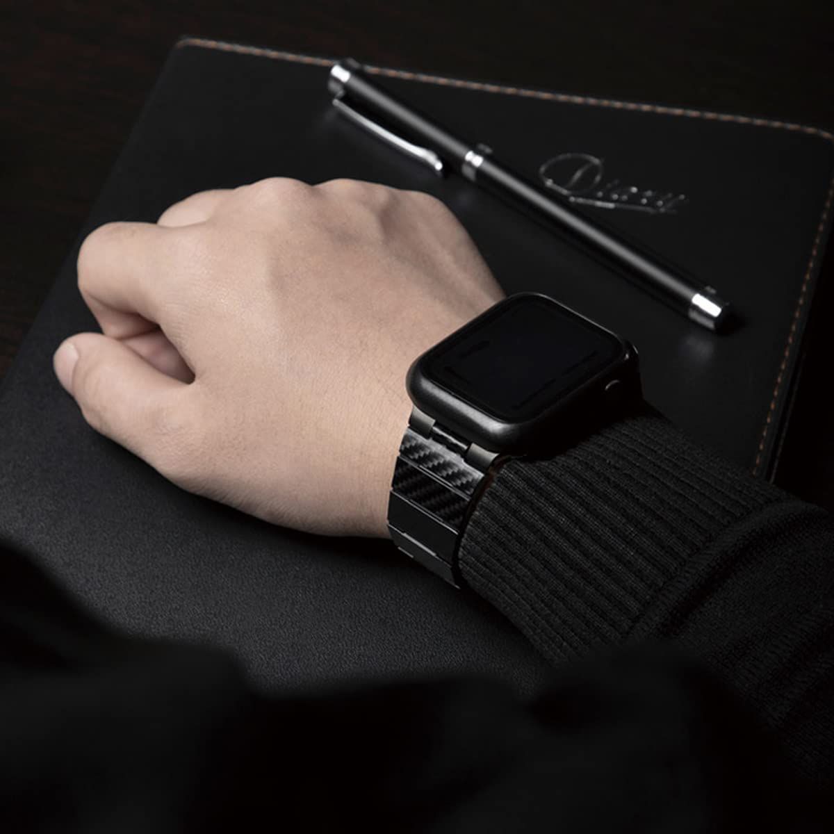 「EIDKAJKS」カーボン製 iWatch Band Apple Watch 対応 バンド Series 8/7/6/SE/5/4/3/2/1 41mm 40mm 38mm 45mm 44mm 42mm 適用 交換ベルト本物のアラミドカーボンファ