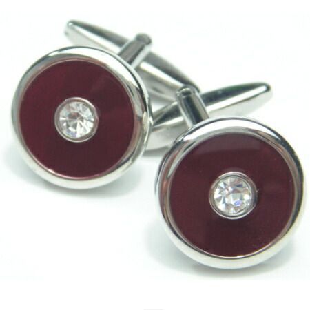 バーガンディとクリアストーンのダンディなカフス カフスボタン カフリンクス cufflinks cuffs メンズ 男性 スーツアクセサリー専門店 父の日 ギフトにも 誕生日 プレゼント プチギフト おしゃ