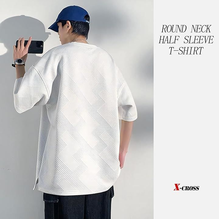 X-cross クロス ゆったりtシャツ 半袖 メンズ 大きめ 無地 透けない 