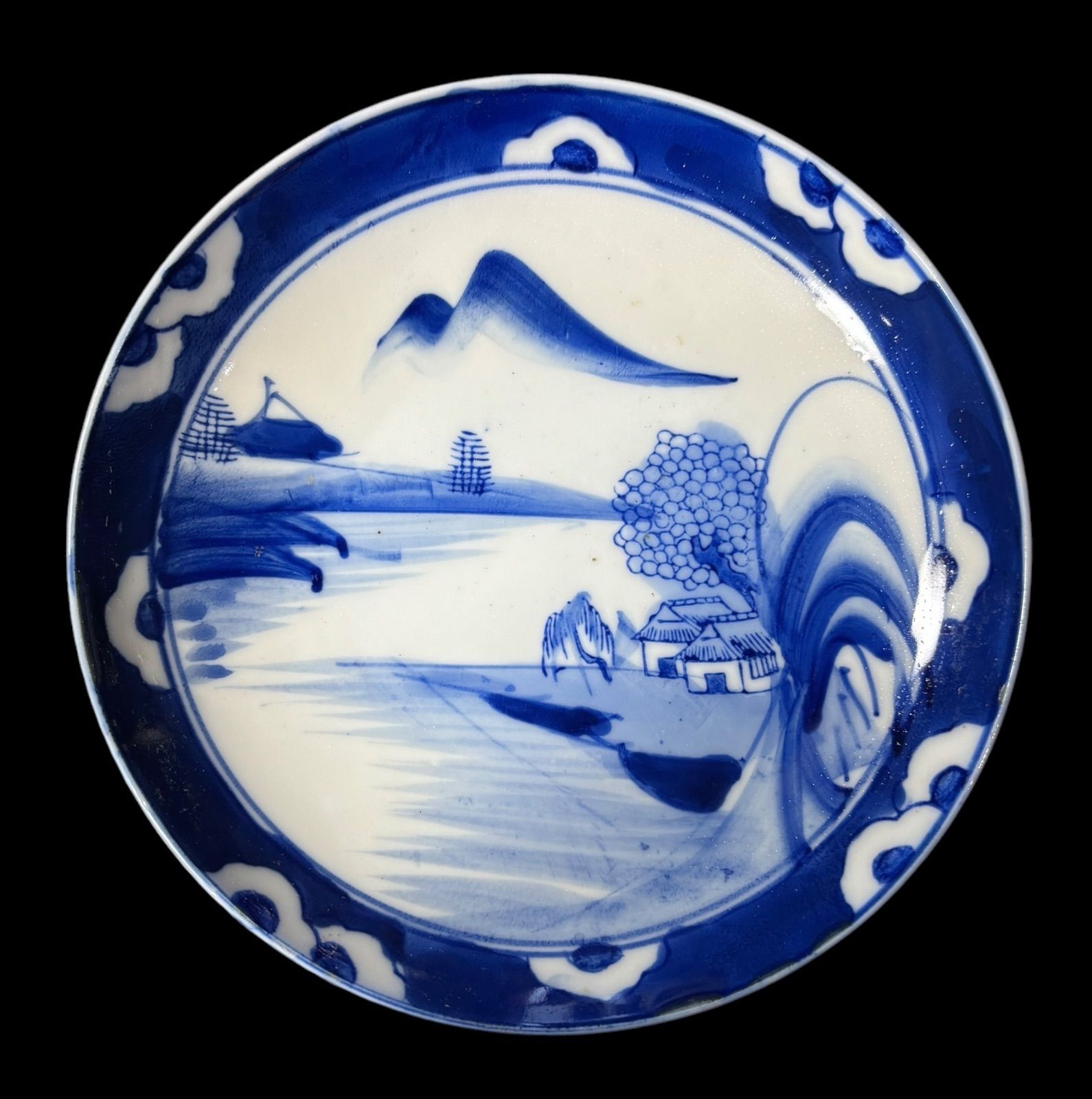 染付 平皿 [山水風景絵] 丸皿 大皿 取り皿 盛り皿 飾り皿 和食器