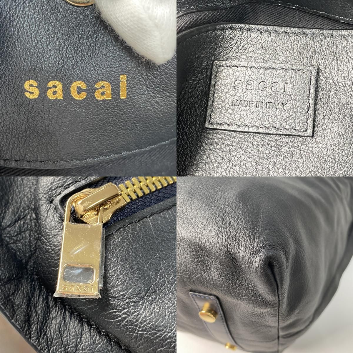 定価9.8万 サカイ sacai レザー トートバッグ 定価9.8万 サカイ sacai メンズ レザー トートバッグ ブラック