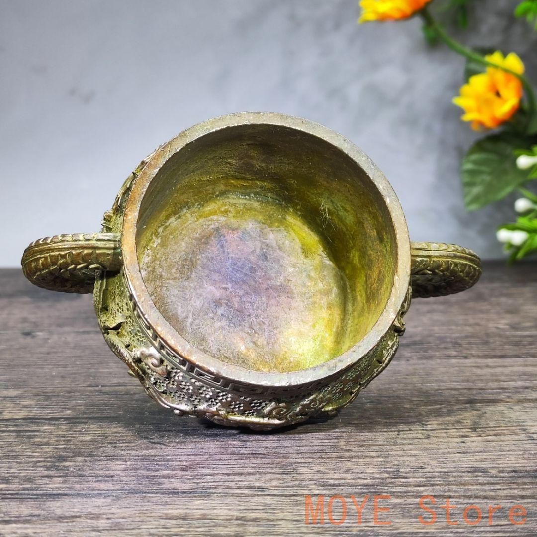 三足象耳 三面獅頭薫香炉 九龍聚宝盆香炉 装飾品 工芸品 美術品 置物 銅器 香炉 海獣両耳薫炉 三足銅炉茶道香炉 装飾品 工芸品 置物