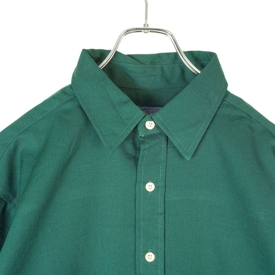 70sUSA製ペンドルトンPendletonウールシャツ濃緑グリーン無地