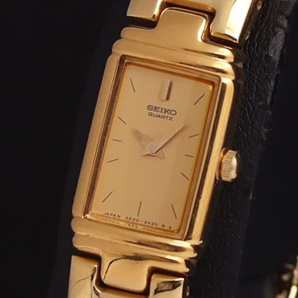 稼働品 SEIKO セイコー 腕時計 レディース QZ ゴールドカラー