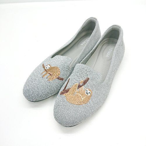 Θ VIVAIA Audrey ラメ入り ナマケモノ刺<!-利用不可文字-!> フラットシューズ サイズ37.5 グレー系 レディース E 1411280019696