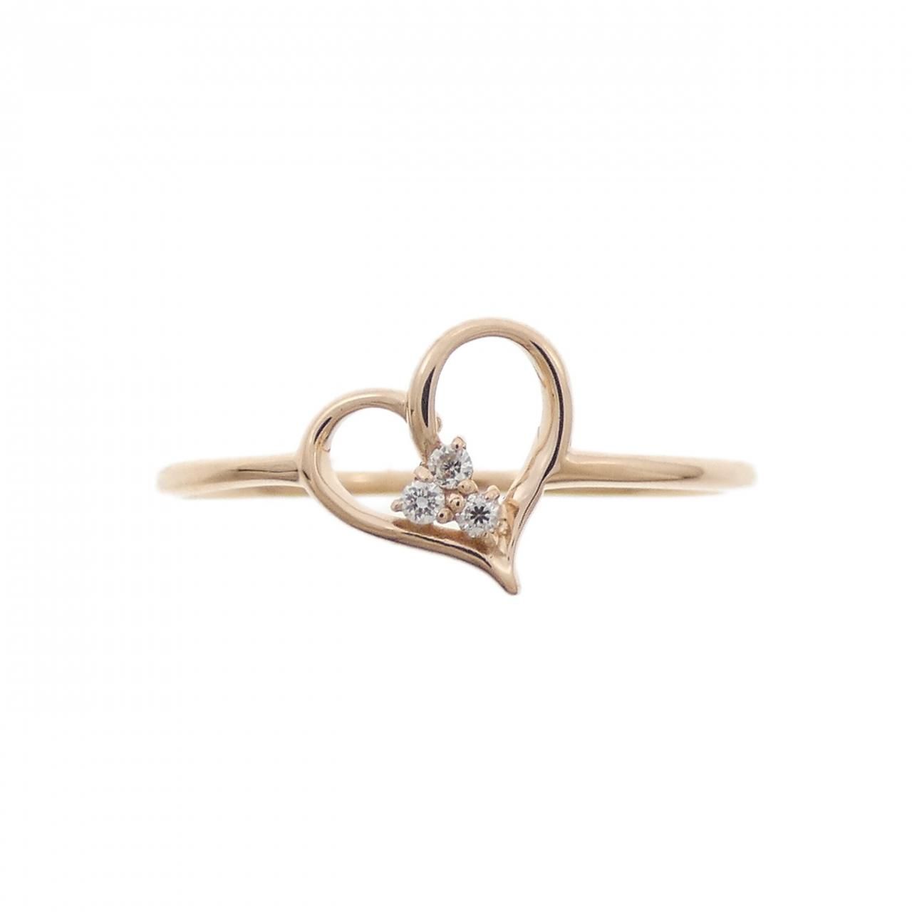 K10PG ハート ダイヤモンド リング