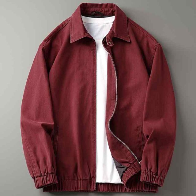 秋冬 コーデ メンズ 服 シンプル ファッション オシャレ 大人 かっこいい 大きいサイズ ストリート 紳士服 ヘビーウォッシュ デニム ジャケット レトロ レッド ジッパー ジャケット