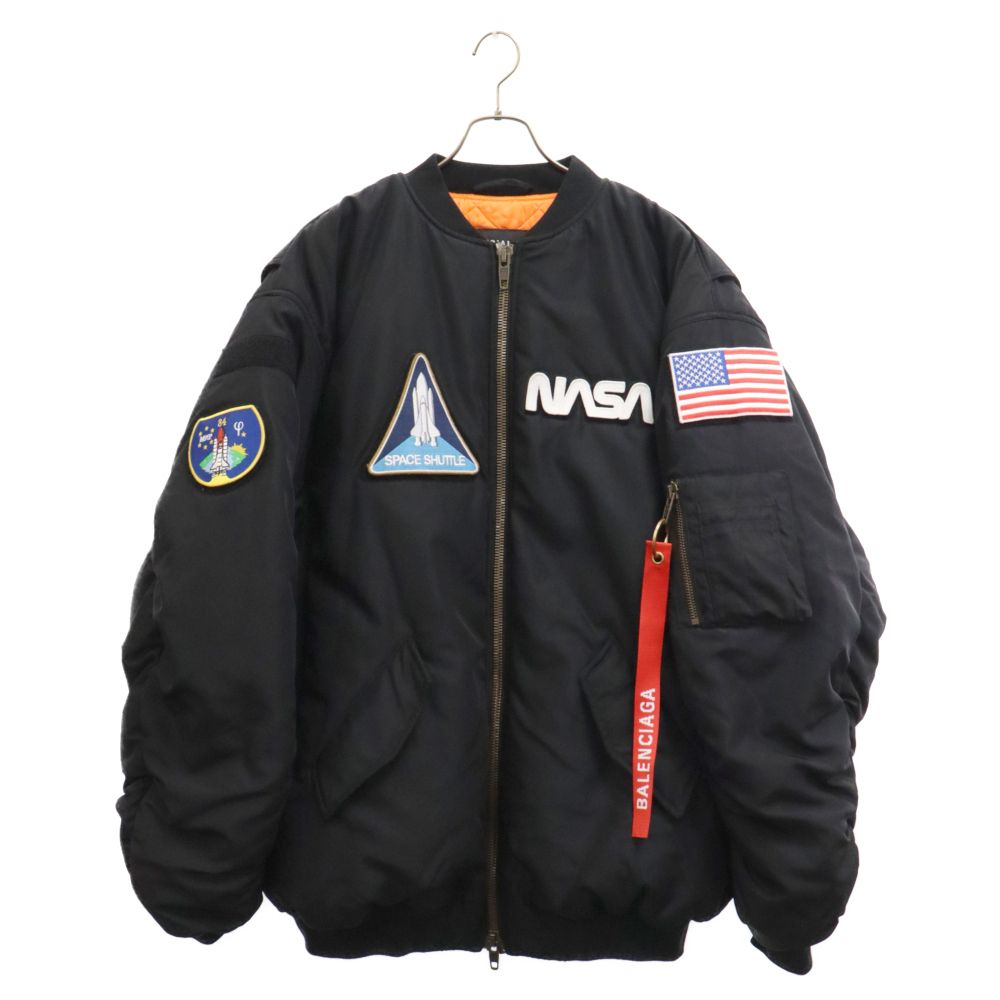 BALENCIAGA (バレンシアガ) 21AW NASA Space Bomber Jacket ブラック ナサ ロゴワッペン スペース MA-1 ボンバージャケット 663083 TYD31