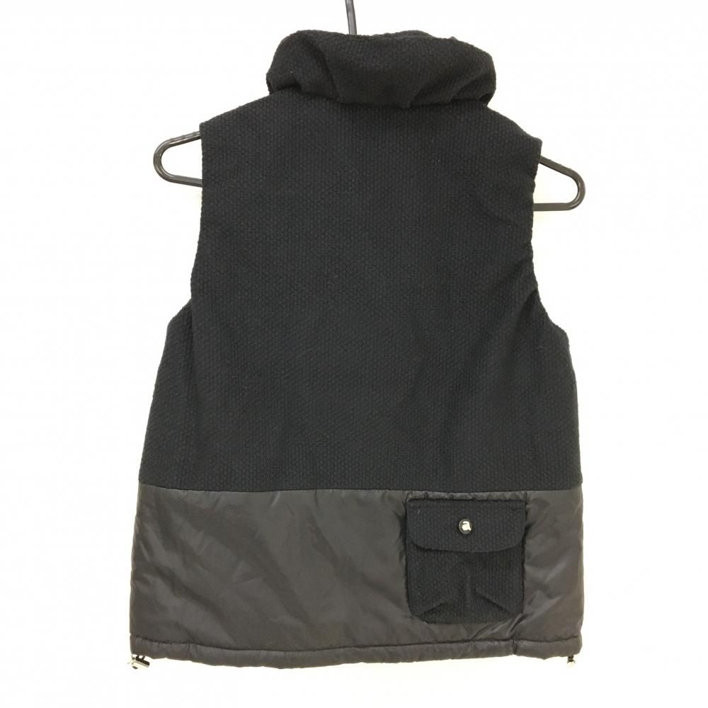 アルチビオ 中綿リバーシブルベスト 黒 異素材 立体ロゴ 裾ドローコード レディース 36 S ゴルフウェア archivio