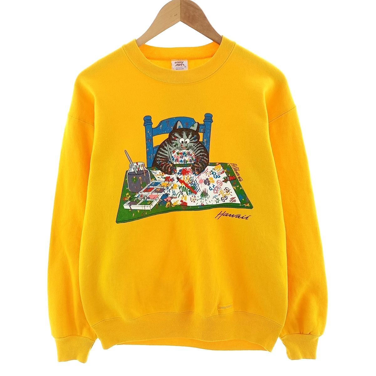 古着 90年代 crazy shirt KLIBAN CAT クリバンキャット プリントスウェットシャツ トレーナー USA製 メンズM相当 ヴィンテージ/eaa400856
