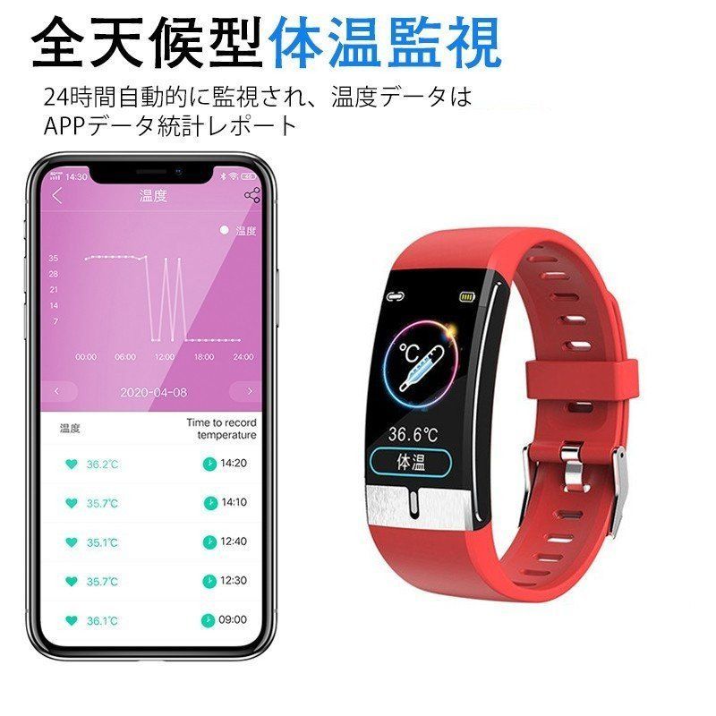 メルカリShops - スマートウォッチ 心電図ECG PPG 時間体温監視血圧/心拍/歩数 E66