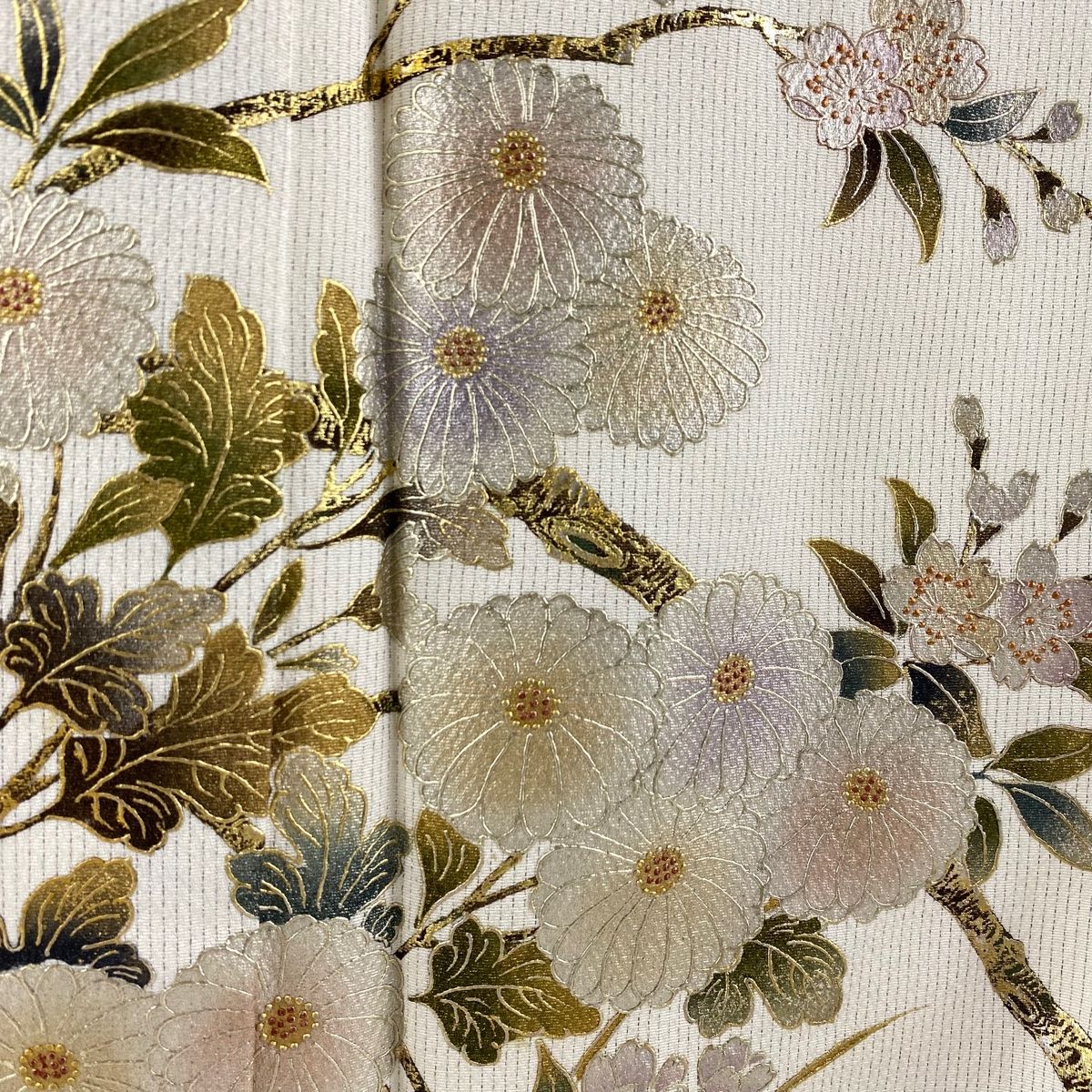訪問着 身丈165.5cm 裄丈66cm M 袷 藤林徳扇 落款 菊 桜 金銀彩
