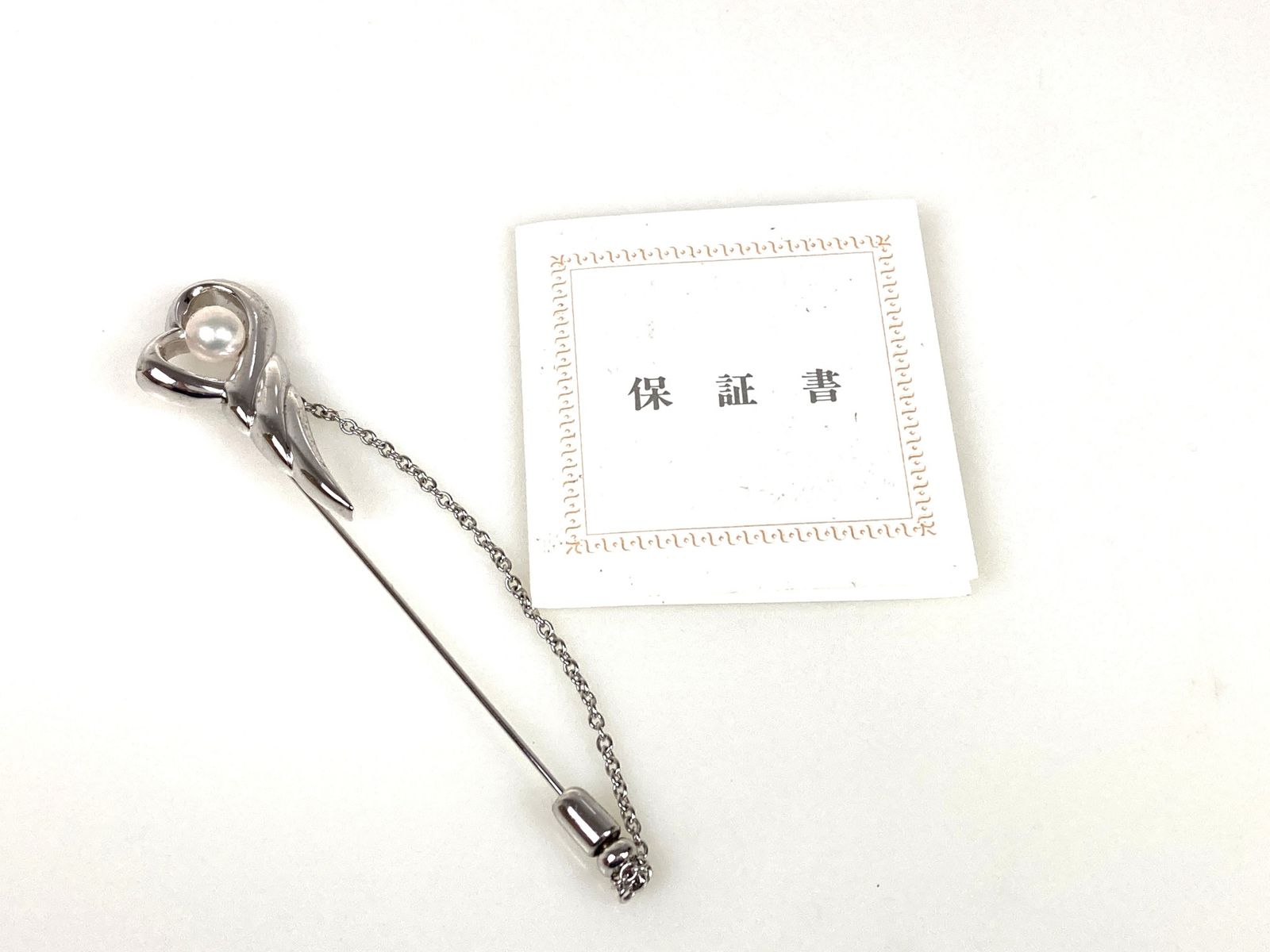 タサキ TASAKI 田崎真珠 アコヤパール 6.5㎜玉 ハート ピンブローチ