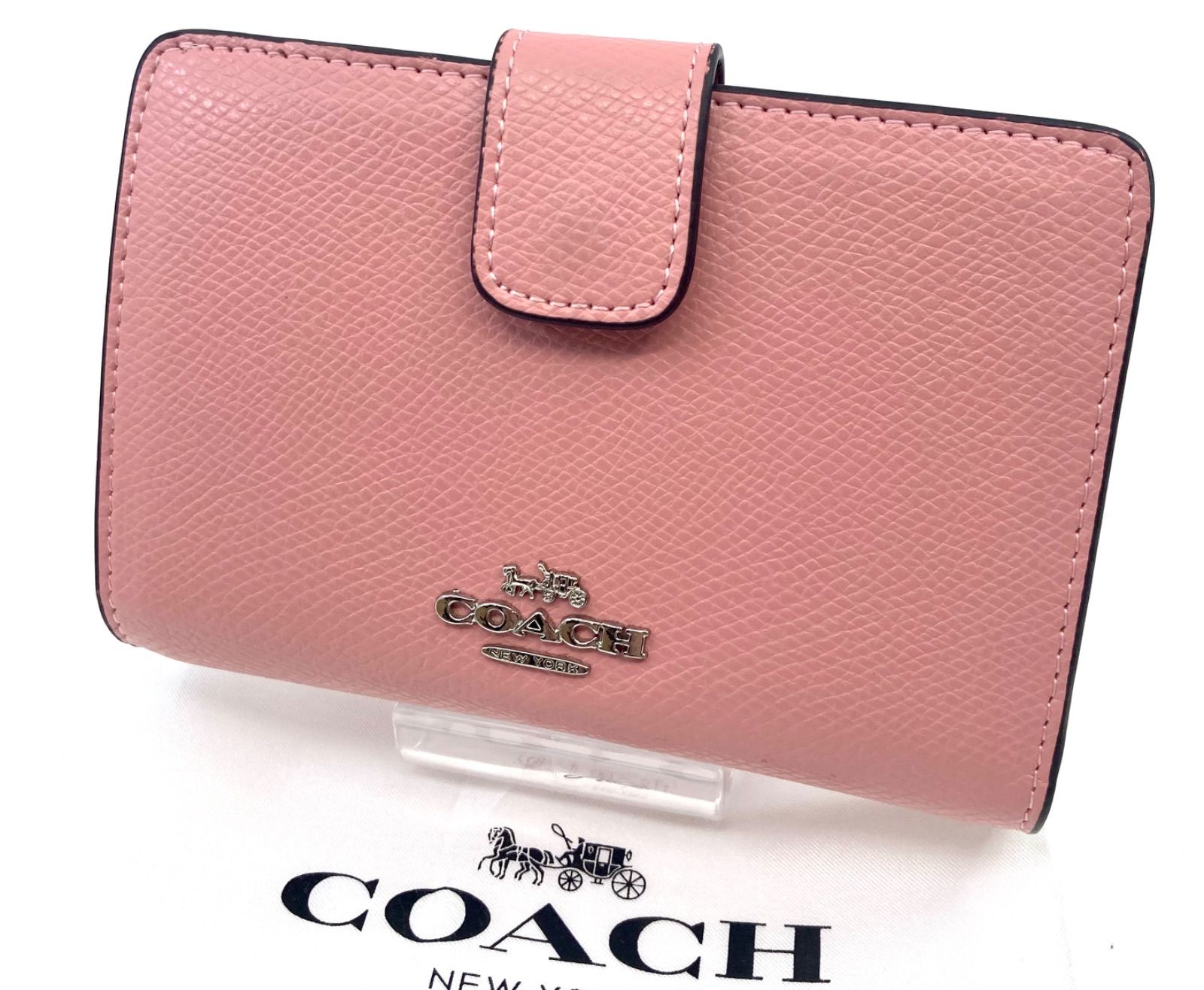 美品　COACH コーチ　二つ折り財布　コンパクトウォレット F53436 ピンク