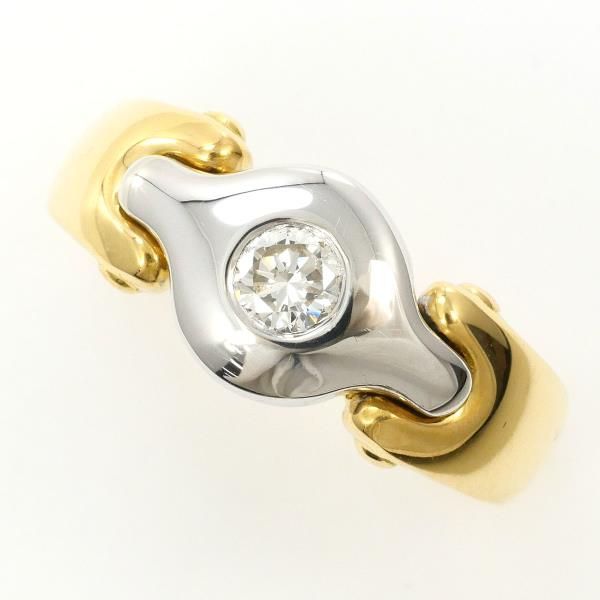 K18YGWG リング Ring 指輪 15号 ダイヤ 0.24 VS2 鑑定書 総重量約7.9g