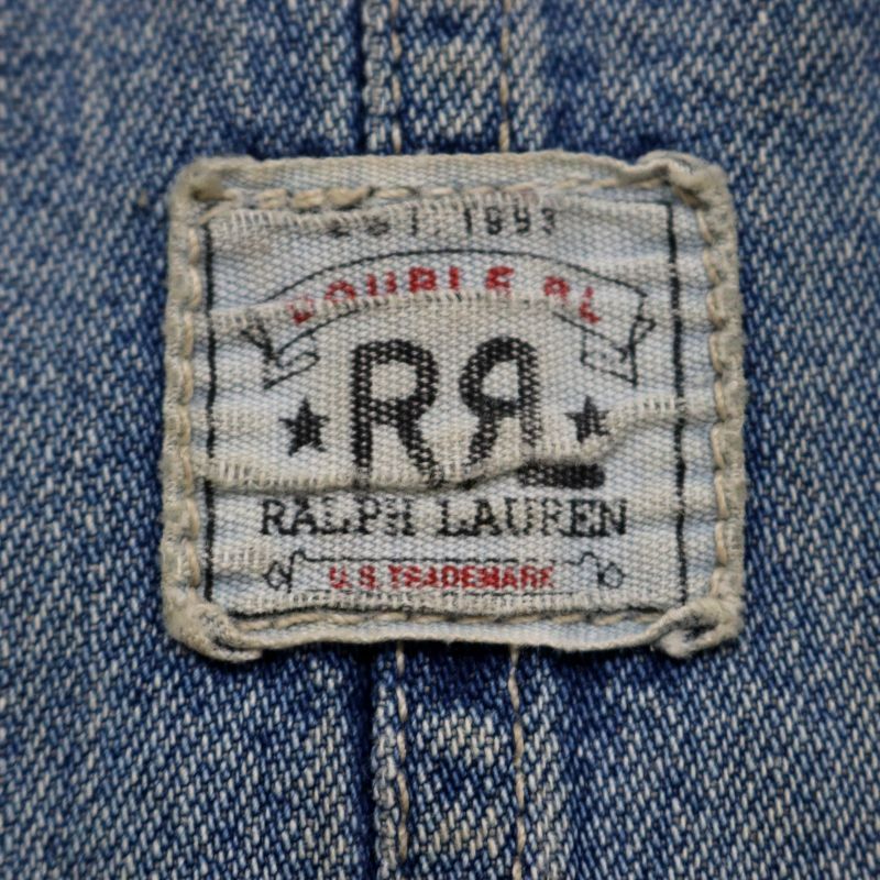 90s USA製 vintage RRL 裏地オンブレチェック柄 デニム カバーオール
