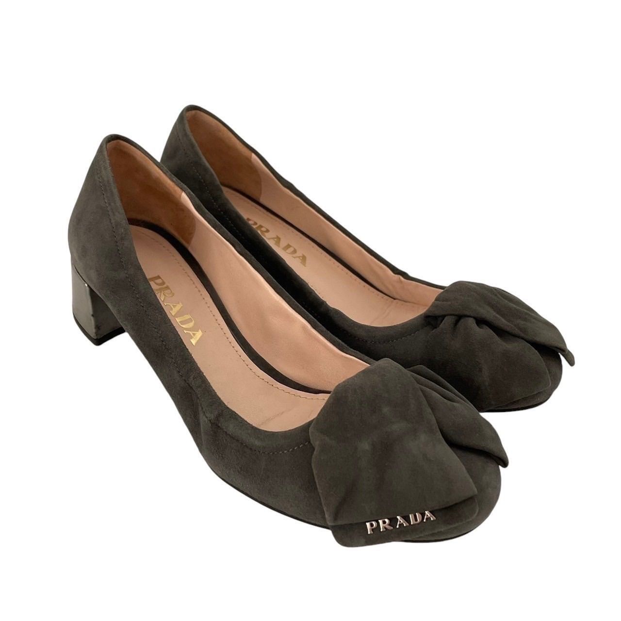PRADA プラダ パンプス グレー シューズ ヒール ラウンドトゥ