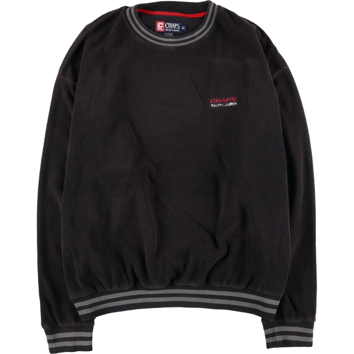 古着 90年代 ラルフローレン Ralph Lauren CHAPS チャップス ラインリブ フリースカットソー メンズXL ヴィンテージ/eaa405319
