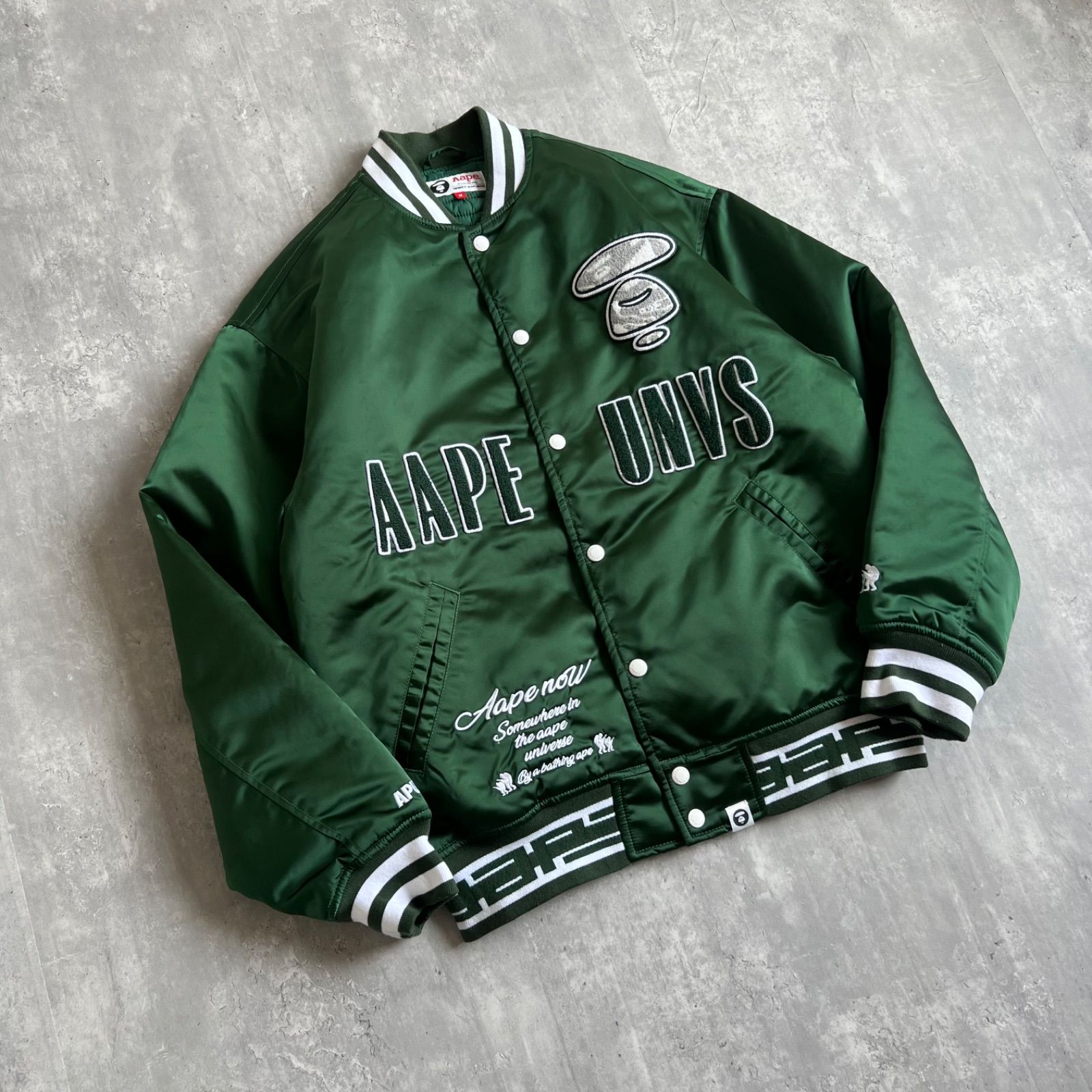AAPE　アベイシングエイプ　UNIVERSE　サテンボンバージャケット　M AAPE BY A BATHING APE アベイシングエイプ UNIVERCE サテンボンバー