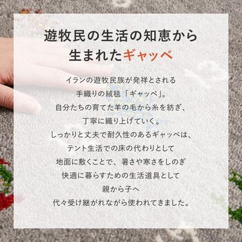 ギャッベ 玄関マット 約60×90cm 屋内 羊毛 手織り ヌメロ
