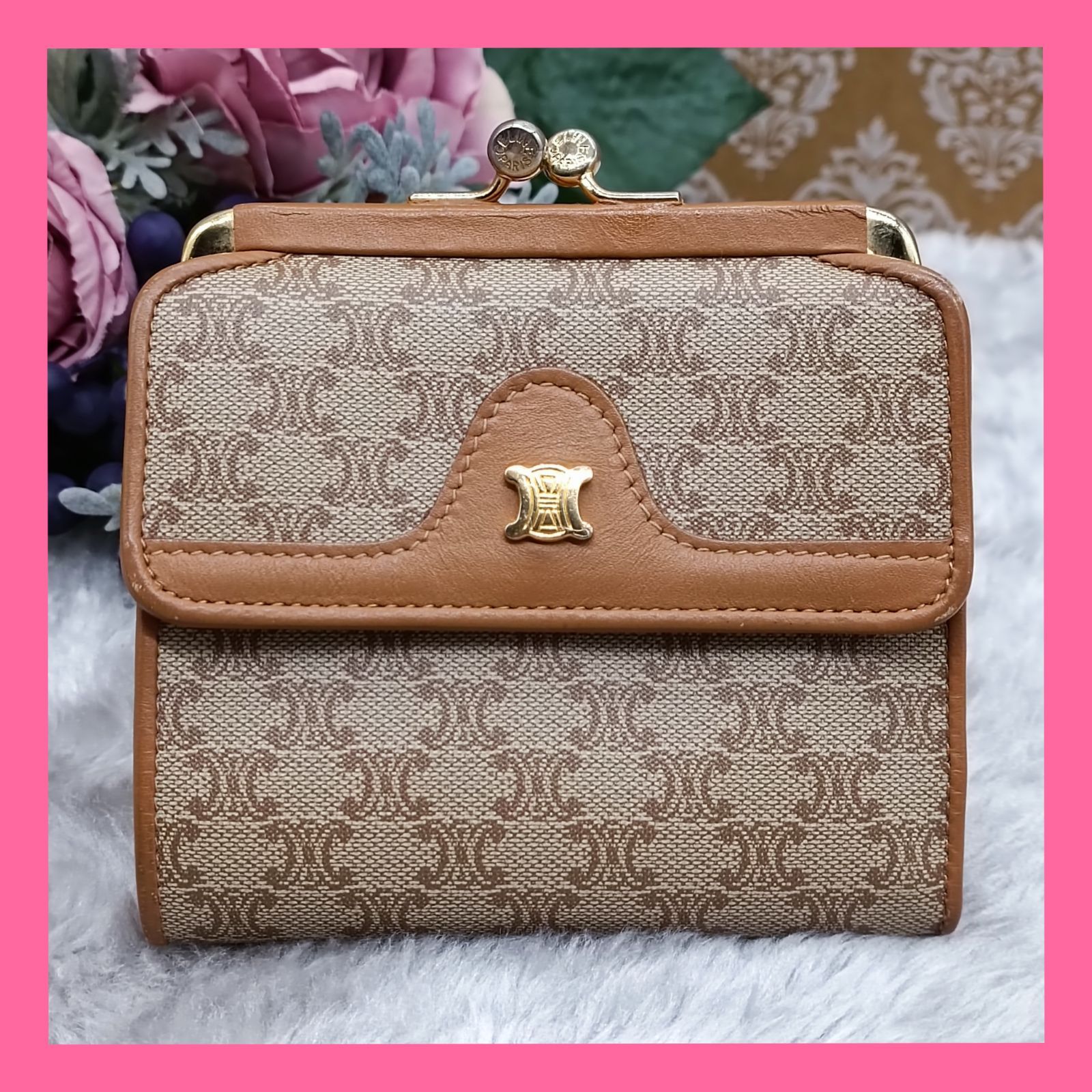 綺麗 CELINE セリーヌ マカダム がま口 オールド ヴィンテージ