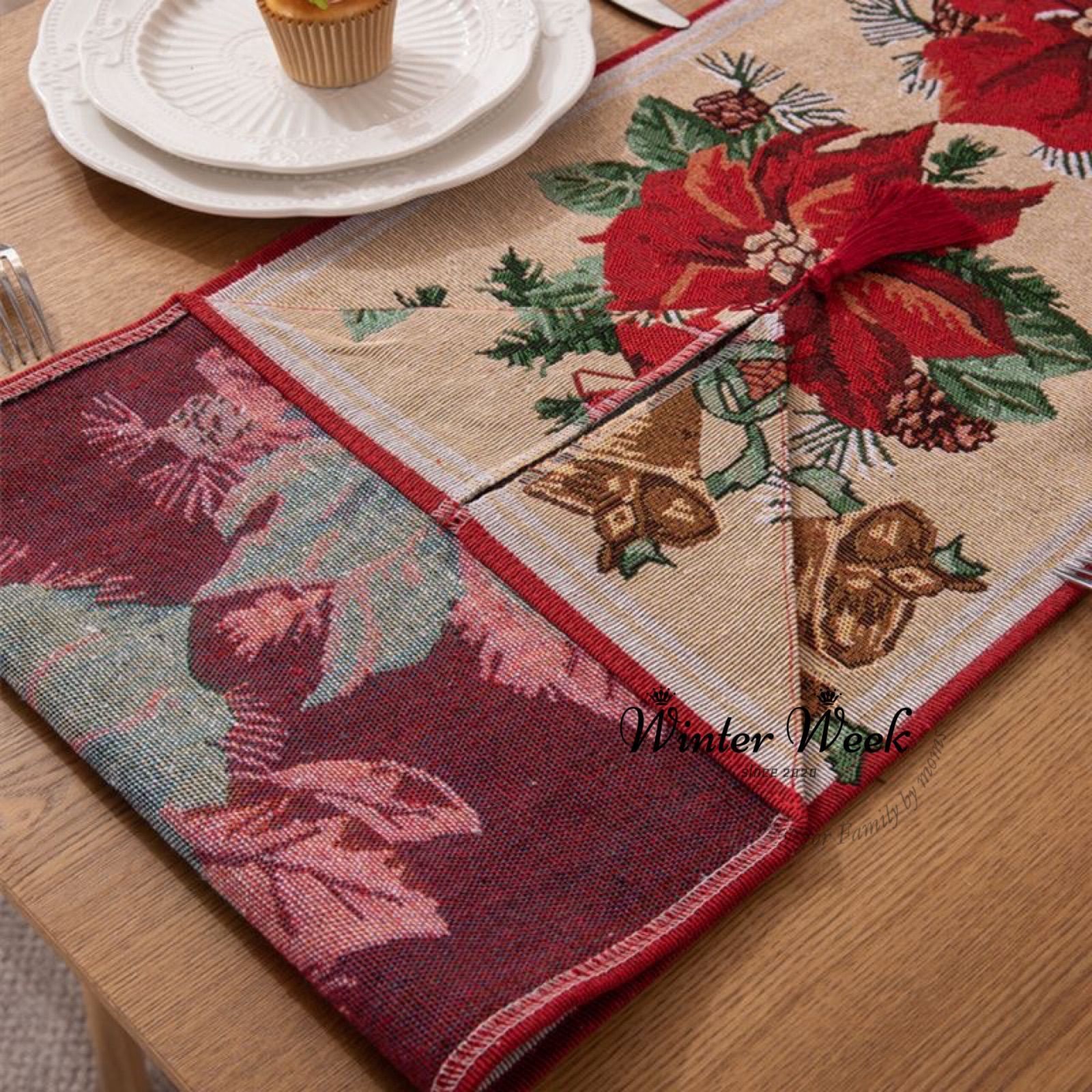 xm03-b テーブルランナー クリスマス レッド 北欧 テーブルセンター
