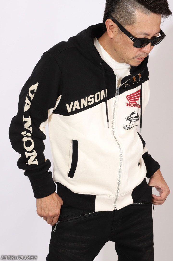 VANSON HONDA フルZIP パーカー HRV-2515 バンソン ホンダ 刺繍 - メルカリ