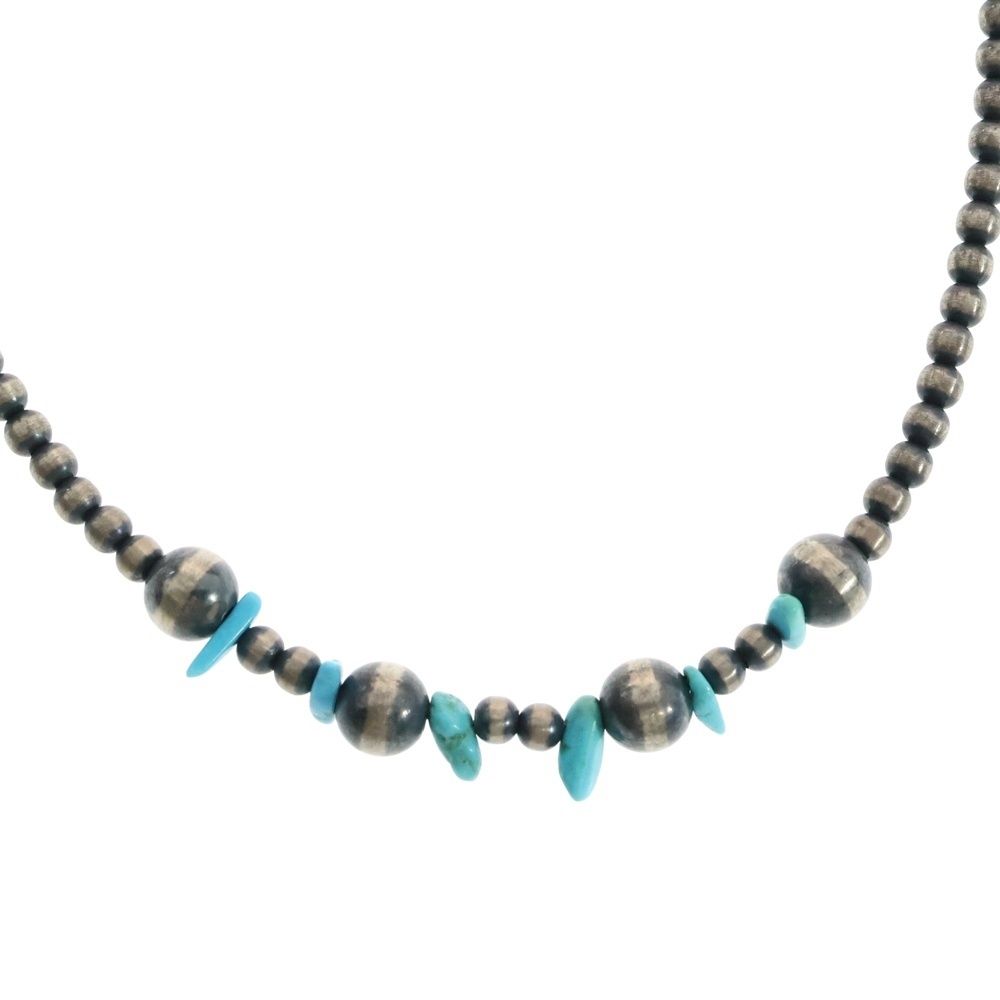 ナバホパール×4mm天然ターコイズのネックレス47.5cm 楽天市場
