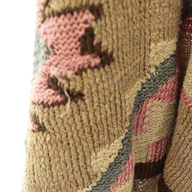 ラルフローレン RALPH LAUREN HAND KNIT ネイティブ柄 シルクリネンカーディガン ニット ロング XS/S ベージュ /HK ■OS ■SH レディース ラルフローレン RALPH LAUREN HAND KNIT ネイティブ柄 シルク