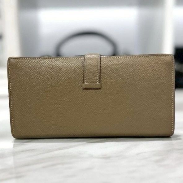 エルメス ベアンスフレ エプソン エトゥープ 長財布 □P刻印
