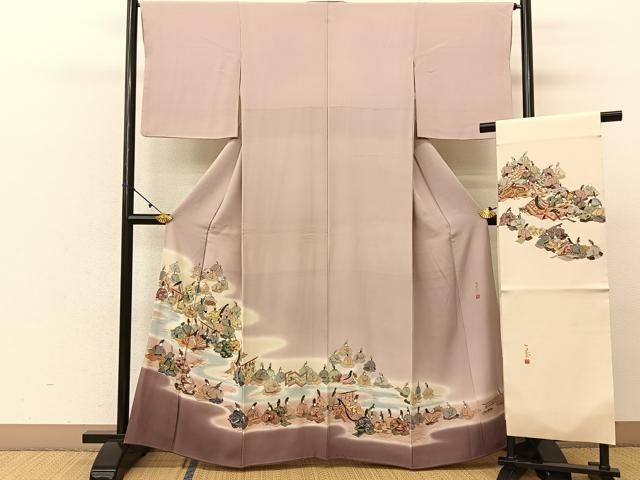 平和屋着物●豪華色留袖　冠鶴　暈し染め　金彩　正絹　逸品　AABC5116zg 平和屋着物○豪華色留袖 冠鶴 暈し染め 金彩 正絹 逸品 AABC5116zg