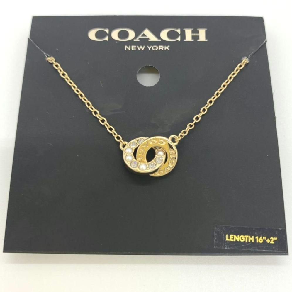 COACH] インターロッキング オープンサークル パールペンダント 