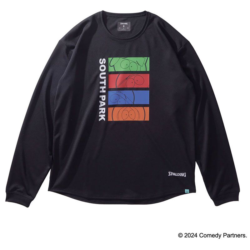 SPALDING スポルディング ロングスリーブTシャツ サウスパーク キャラクターズ バスケットボール 長袖Ｔシャツ smt24154sp-1000、ブラック