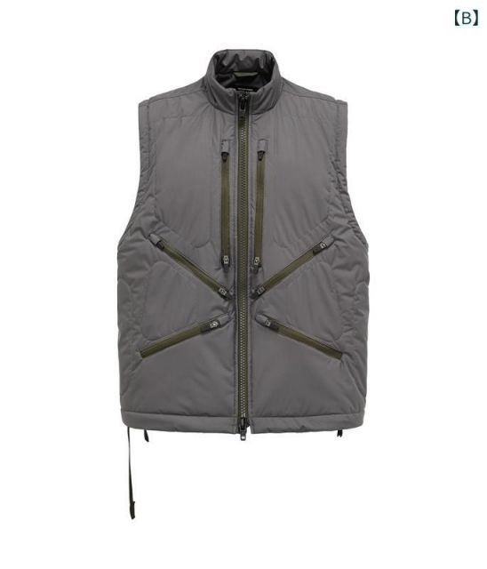 メンズ 服 シンプル ファッション オシャレ 大人 かっこいい 大きいサイズ ストリート 紳士服 機能的 マルチ ポケット 防風 ライナー コットンベスト ジャケット