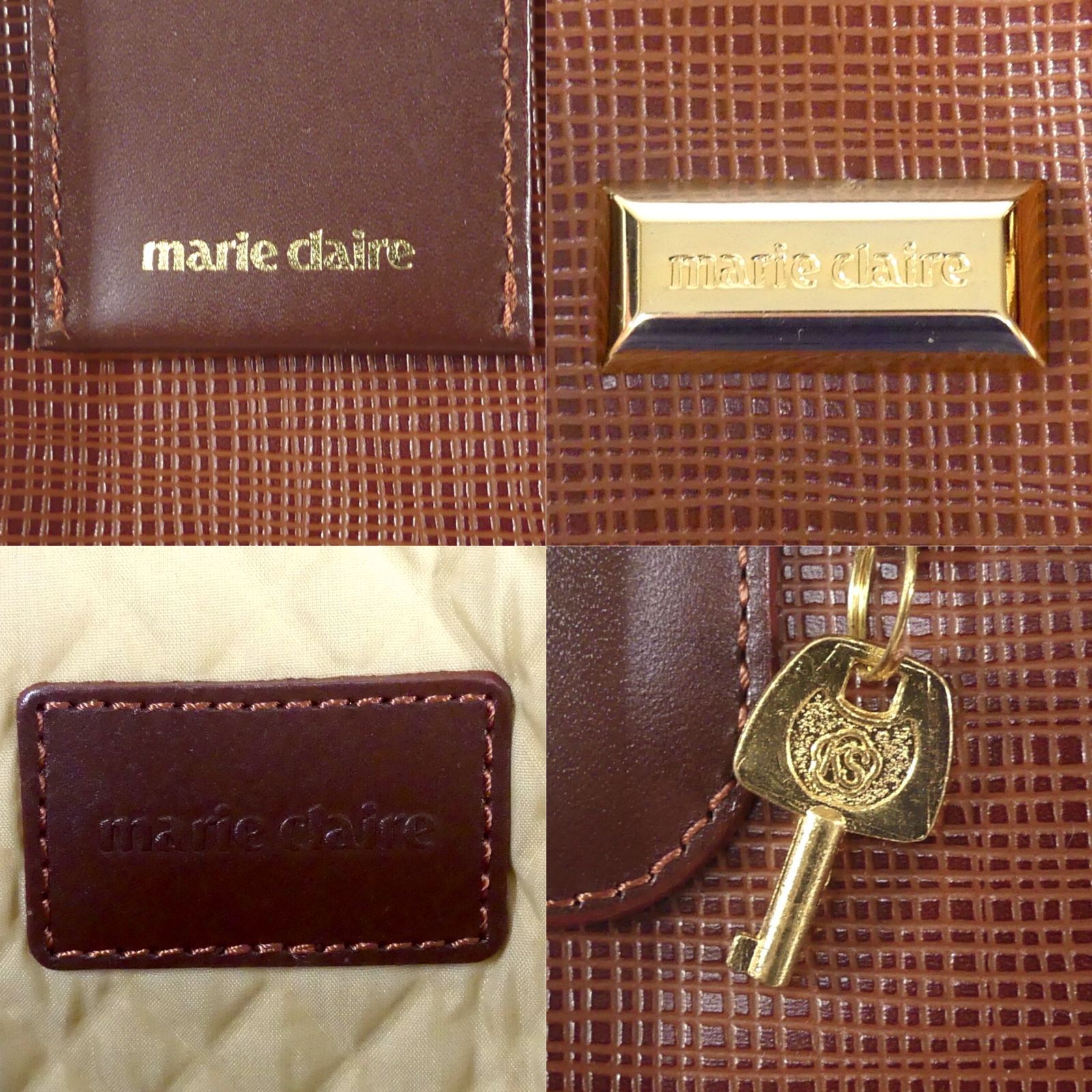 marie claire マリクレール 2way ボストンバッグ 旅行 レザー 本革 茶 