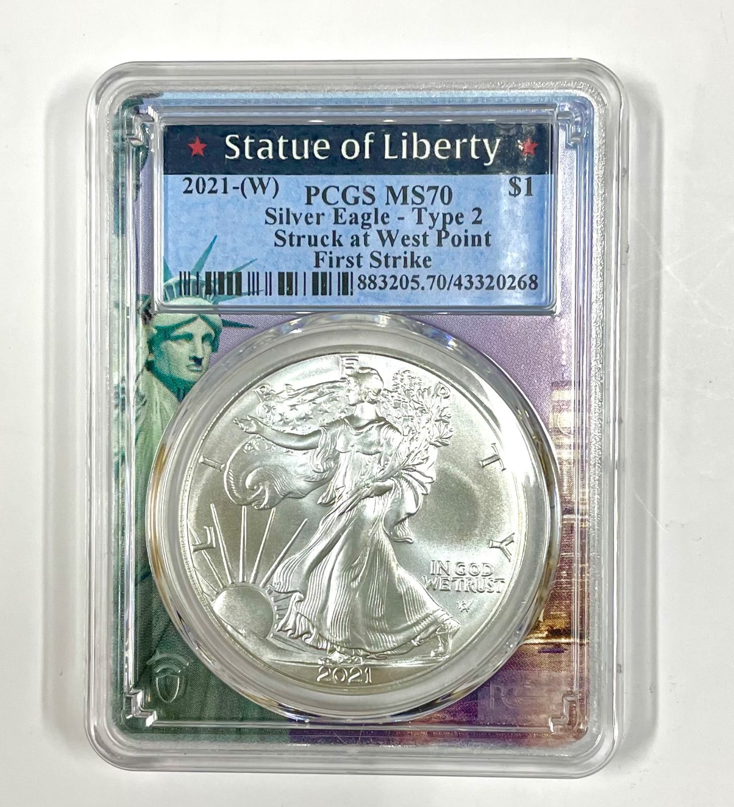 ☆PCGS最高鑑定☆自由の女神☆ 2021(W) アメリカ イーグル銀貨 PCGS MS70 Silver Eagle Type-2 First  Strike ファーストストライク Struck at West Point - メルカリ