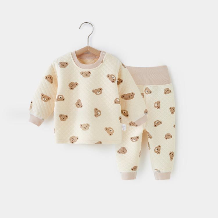 腹巻付きパジャマ ベビー 赤ちゃん 腹巻き付きパジャマ パジャマ 3重 中綿入り キッズ 腹巻付き セットアップ 上下 男の子 女の子 子供服 長袖 シャツ ズボン goudoudou 4478