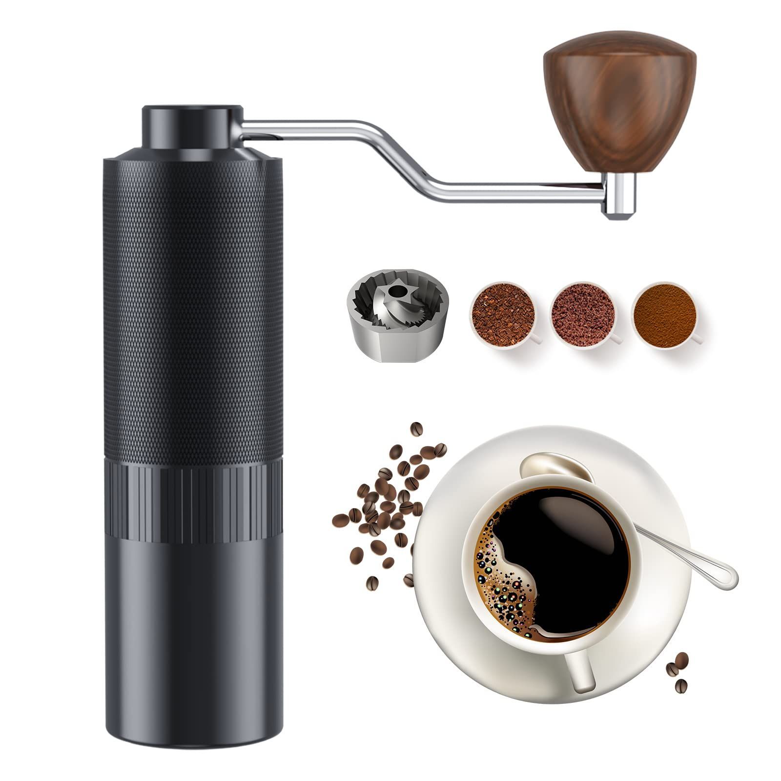手動コーヒーミル 手挽きコーヒーミル コーヒーグラインダー ステンレス臼 粗さ調整可能 コーヒーミル 手動式 コーヒー手動ミル 家庭用 省力性