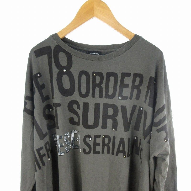 ディーゼル DIESEL ロンTシャツ 長袖 カットソー スタッズ ロゴ