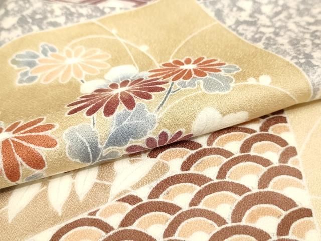 平和屋着物▽訪問着 単衣 色紙重ね文 正絹 逸品 未使用 CAAV3895dy